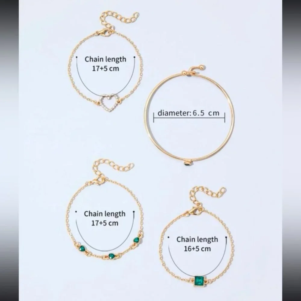Heart & Square Bracelet Set